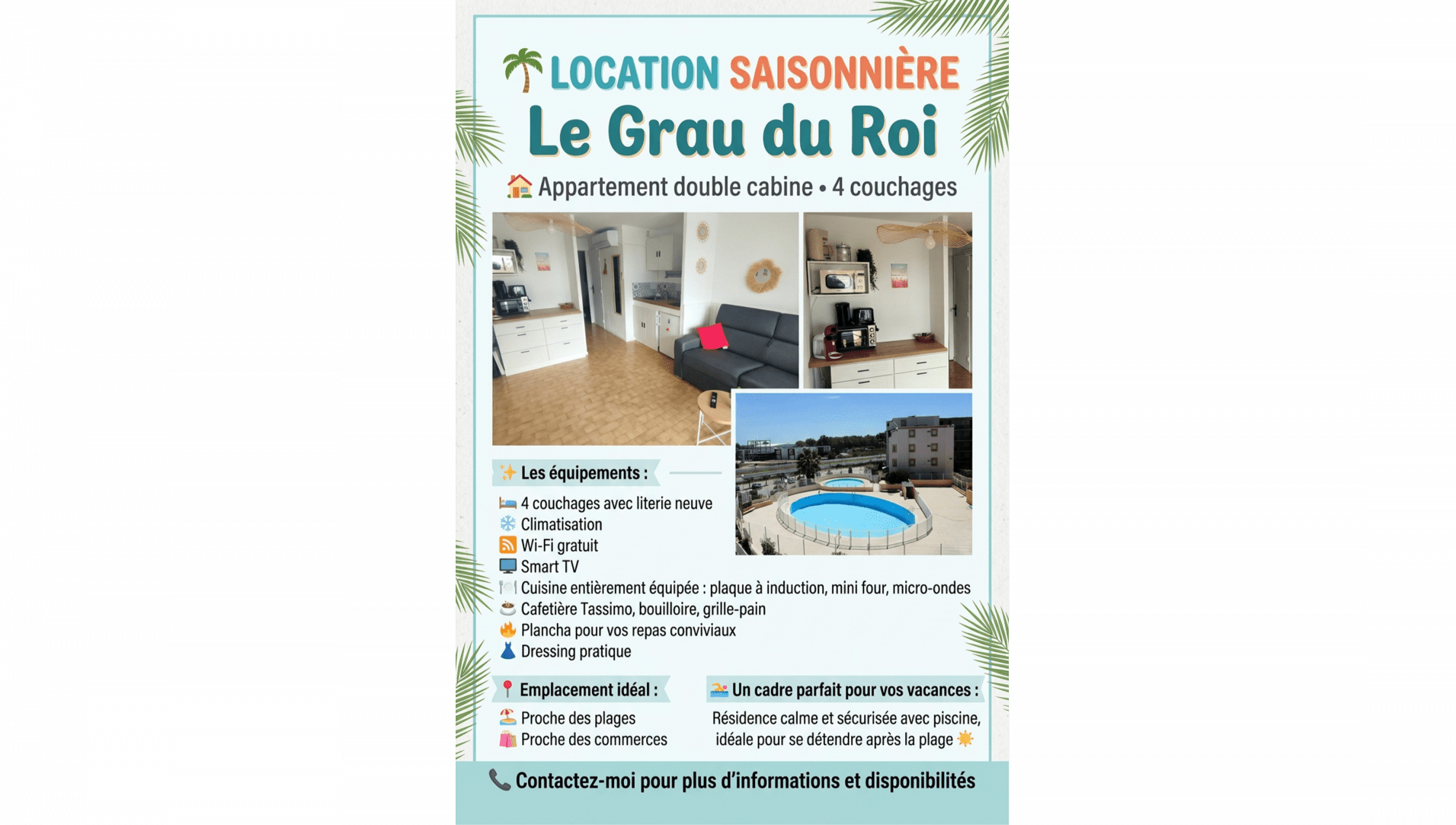 Location saisonnière au Grau du roi (30240) : Marc LEROUX P111