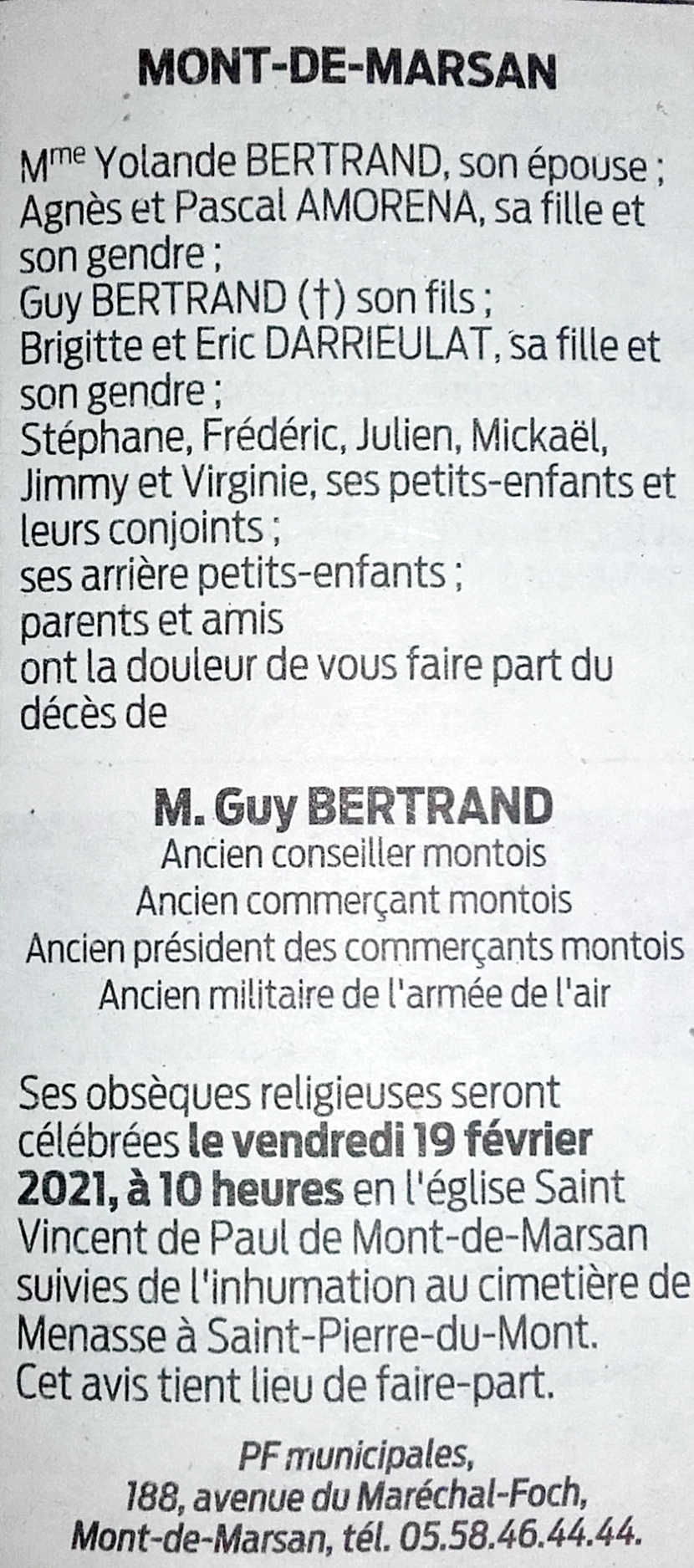 Décès de Guy BERTRAND (P16) 1