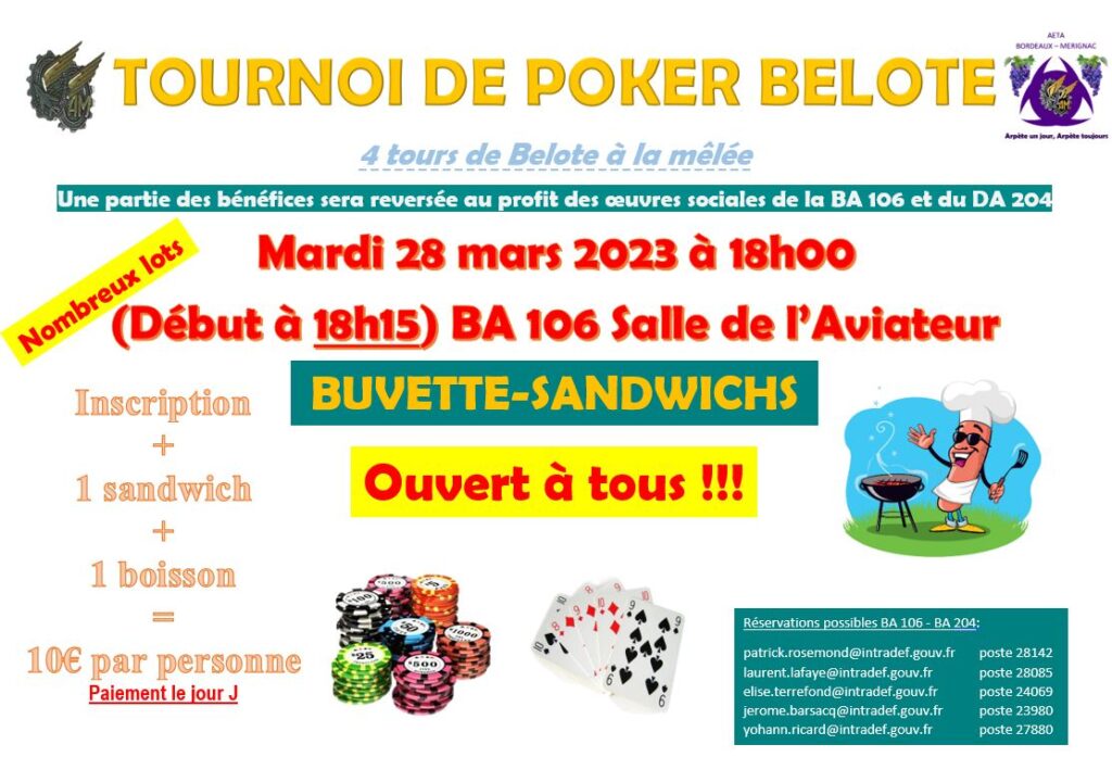 Tournoi de Poker et belote Section AETA de Bordeaux-Mérignac 1