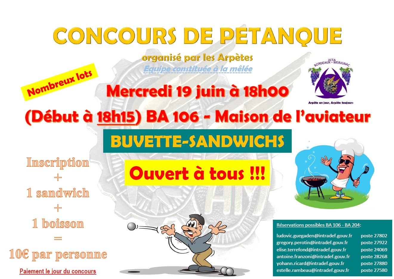 Tournoi de pétanque section AETA BA 106 - BA 204 1